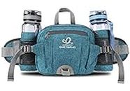 Waterfly Hiking Waist Pack Bum Bag Waist Bag with Bottle Holder Running Bag for Camping Climbing Travel Cycling and Dog Walking (Teal Blue)