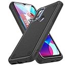 AZHEPU for Motorola Moto G Pure Case, Moto G Power Case with Tempered Glass Screen Protector, Dual Layer Rugged PC Back Soft Bumper Shockproof Protective Phone Case Cover for Moto G Play, Black