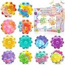 12 Pcs Pop Stress Ball Fidget Toys, 3D Push Bubbles Silicone Sensory Bubbles Balls for Kids, Sensory Pressure Ball Toy Anti Anxiety Relieve Stress Fit Kids Adults Hand Exercise (Random Color)