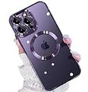 VONZEE® Clear Logo Electroplating Transparent Case for iPhone 14 Pro Max Case 6.7 inch 2022, Luxury Electroplated TPU Cover, Individual Camera Protection for Each Lens Bumper Case (Deep Purple)