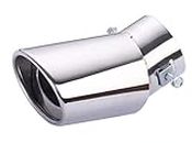 Automaze Universal Fit Car Exhaust Tail Muffler Tip Show Pipe 60mm, Curved Oval, Stainless Steel