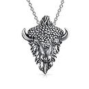 Taurus Bull Head Zodiac Sign Pendant Necklace Antiqued .925 Sterling Silver for Women Men Astrology Horoscope