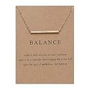 Davitu Balance Beam Straight Bar Pendant Necklace with Message Gift Card Best Christmas Graduation Engagement Gifts for Women - (Metal Color: Gold Tone)