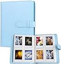 256 Pockets Mini Instant Photo Album, Picture Case for Fujifilm Instax Film 7 8 9 11, PU Leather Photo Wallet Album, Photo Album with 3 Inch Card Binder, Family Albums for Christmas, Wedding (Blue)