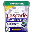 Cascade Platinum Plus Dishwasher Pods, Dish Detergent ActionPacs, Clean Lemon, 62 Count