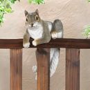 Squirrel Figurine Climbing Fence Hanging Statue Patio Yard Lawn Garden Art Décor