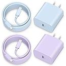 iPhone Fast Charger, 2-Pack 20W USB C Charger Block Fast Charging Plug Power Adapter with 6FT Long iPhone Charger Cord Charging Cable for iPhone 14 13 12 11 Pro Max Mini XR XS X 8, iPad [Purple+Blue]