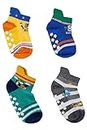 NEOBABY Non Slip Kids Toddler Socks with Grip | Socks for Babies to Toddlers | Anti Skid Socks, Crawling Socks with Grippers (Assorted Pack of 4)