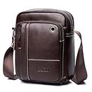 BAIGIO Men's Genuine Leather Cross Body Bag Casual Messenger Satchel Side Bag for Wallet Purse Mobile Phone Keys (Coffee)