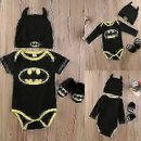 Baby Newborn Boy Girls Batman Jumpsuit Romper Clothes Shoes Hat Outfits Set `