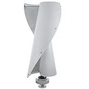 Vertical Wind Turbine 2 Blades 400W 12v Helical Magnetic Levitation Shaft Vertical Wind Turbine with Controller MPPT, Energy Saving and Environmental Protection, Suitable for Home Factory Use (White)
