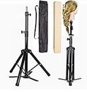 D-DIVINE Adjustable Mannequin Head Tripod Stand Salon Hair Hairdressing Training Display Stand Holder Dummy Wig Head Tools Accessories.,Pack of 1