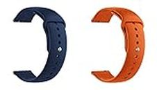 ONE ECHELON Quick Release Watch Band Compatible With Moto 360 2nd Gen Men's 42mm Silicone Watch Strap with Button Lock, Pack of 2 (Blue and Orange)