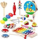 Kids Musical Instruments For Toddlers Wooden Percussion Instruments for Baby Kids Preschool Educational Musical Toy Set Early Learning Rhythm Instruments for Toys Girls Boys Gift with Storage Backpack