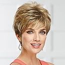 Paula Young Lauren WhisperLite Wig Short, Spirited Pixie Wig with Richly Texturized, Piecey Layers and Wispy, Side-Swept Bangs/Multi-tonal Shades of Blonde, Silver, Brown, and Red
