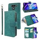 Compatible with LG V40 ThinQ Wallet Case and Premium Vintage Leather Flip Credit Card Holder Stand Cell Accessories Phone Cover for LGV40 Storm V 40 Thin Q V40ThinQ LG40 40V 40ThinQ Women Men Green