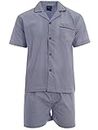 Mens Summer Pyjama Set Short Sleeve Top & Shorts (XL, Light Blue Stripe)