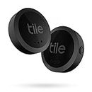 Tile Sticker (2022) Lot de 2 localisateurs d’article Bluetooth, Portée de 45 m, compatible avec Alexa, Google Smart Home, iOS et Android, Noir