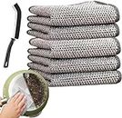 TCCO 3 Pack Non-Scratch Wire Dishcloth & Gaps Cleaning Brush, Multipurpose Wire Dishwashing Rags for Wet and Dry, Easy Rinsing, Reusable, Wire Cleaning Cloth for Kitchen, Sinks, Pots, Pans