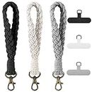 3 Pack Boho Macrame Phone Wrist Strap with 3 Pcs Phone Tether Tabs, Cell Phone Lanyard Bracelet Handmade Smartphone Wristlet Keychain with Universal Strap Keyring Holder Connector Patch for Women Men