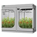 VIVOSUN 96"x 48" x 80" Grow Tent, 8 x 4 FT Advanced Gray Mylar Hydroponic Tent with 22mm Poles, Observation Window, and Floor Tray for Plants