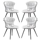 Modern Dining Chair Leather Kitchen Dining Chairs Set of 4,Bedroom Marriage Room Balcony Sofa Chair Carbon Steel Metal Legs Dressing Table Chair (Color : Light Gray)