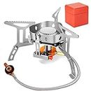 Camping Stove Windproof Backpacking Stove Portable, lightweight Collapsible Backpack Stove Burner, Camp Gas Stove for Outdoor Camping Cooking Backpacking Hiking and Picnic (Gas Stove)
