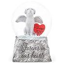 Elanze Designs Dog Angel Wings Bereavement Grief Loss Grey Heart Always Forever in Our Hearts Rainbow Bridge Puppy Heaven 100MM Musical Snow Globe Plays Tune Wind Beneath My Wings
