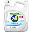 all Liquid Laundry Detergent, Clear for Sensitive Skin, 184.5 Ounce, 123 Loads