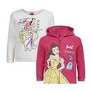 Disney Princess Girl's 2-Piece Zip Up Hoodie and Crewneck Sweatshirt Set, Pink/White, Size 3T
