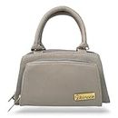 Shireen Solid Finish Top Handle Handbag For Women Small With 5 Pockets | Hand Held Handbag For Girls And Womens (Grey)