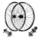 MTB Wheelset 26/27.5/29 Inch Bicycle Rim, Aluminum Alloy Hybrid/Mountain Bike Hub 2250g Disc Brake HG Sealed Bearings for 7/8/9/10/11/12 Speed (Color : Black, Size : 26 inch)