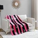 Juicy Couture Cabana Plush Hot Pink Striped 50"X70" Fuzzy Throw Blanket - Luxurious Microfiber Plush Blanket for Ultimate Comfort and Cozy Warmth