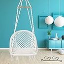 Patiofy Premium Cotton D Shape Hammock Hanging Swing Chair | Jhula for Adults & Kids | Swing for Balcony,Indoor,Outdoor,Home,Patio, Garden | Capacity Upto 120 Kgs | Includes Free Hanging Kit(White)