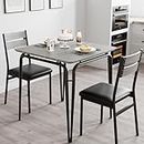 IDEALHOUSE Small Dining Table Set for 2, Table and Chairs Set of 2, Dinette Set for 2, Square Dinner Table Set, 3 Piece Kitchen & Dining Room Sets for Small Space, Apartment, Home Office,Grey