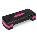 Goplus Step Platform, 26" Adjustable Aerobic Exercise Step Deck with Risers and Non-Slip Surface, 4” - 6”Levels Height-Adjustable, for Home Gym Exercise Fitness Workout (Step Platform-Black)