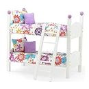 Emily Rose 14 Inch Doll 2 Single Stackable 14" Doll Beds | Improved Design! | Doll Bunk Bed, Includes 2 Sets of Colorful 4 Piece Doll Bedding Sets & Ladder | Fits 14" Wellie Wishers and Glitter Girl