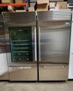 Subzero Twins Refrigerators with Bottom Freezer Set Pro Style Trims Glass Door