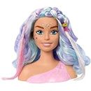 Barbie-Puppe Fairytale Styling-Kopf, Pastellfarbenes Fantasiehaar mit 20 Zubehörteilen, Puppenkopf zum Frisieren - HMD82