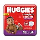 Huggies Complete Comfort Wonder Pants Medium (M) Size Baby Diaper Pants, 34 count, with 5 in 1 Comfort