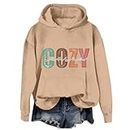 black women friday ad Cozy Season Sweatshirt for Women Graphic Hoodies Fashion Letter Print Long Sleeve Pullover Hooded Tops Casual Loose Sweater