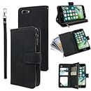 Compatible with iPhone 6 6s Wallet Case and Premium Vintage Leather Flip Credit Card Holder Stand Cell Folio Purse Phone Cover for iPhone6 Six i6 S iPhone6s i Phone6s Phone6 6a S6 6SE Women Men Black