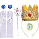 5Pcs Princess Peach Crown Accessories Kit, Princess Dress Up Costume, Brooch, Earrings, Glove, Magic Wand Cosplay for Girls
