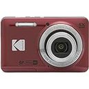 KODAK PIXPRO FZ55-RD 16MP Digital Camera 5X Optical Zoom 28mm Wide Angle 1080P Full HD Video 2.7" LCD Vlogging Camera (Red) Packaging May Vary