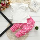 Baby girl boutique clothing sets children cartoon dot long sleeve pink and white