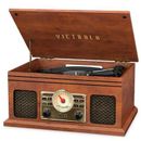 Victrola 4-In-1 Nostalgic Bluetooth Decorative Record Player w/ 3-Speed Record Turntable & FM Radio | 8.66 H x 18.11 W x 13.19 D in | Wayfair