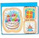Happy Birthday Cookies Gift Basket For Men, Women, Kids, Boys, Him Decorated Sugar Cookie Gift Box | Nut Free | 3 Pack | Kosher