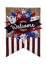 Evergreen Flag Patriotic Welcome Banner Burlap Garden Flag - 12.5 x 18 Inches Outdoor Decor for Homes and Gardens
