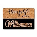 JFFBFF WILLKOMMEN TSCH¨¹SS Funny Doormat for Entrance Way with Non Slip Backing Indoor/Outdoor Welcome Mats Home and Office Decorative Rug 23.6 in(W) X 15.7 in(L)