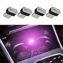 deemars 4PCS USB LED Car Interior Atmosphere Lamp, USB Led Light, Portable Mini LED Light, Plug-in USB Interface Ambient Lighting Kit, USB Light Universal for Most Cars (Pink purple)